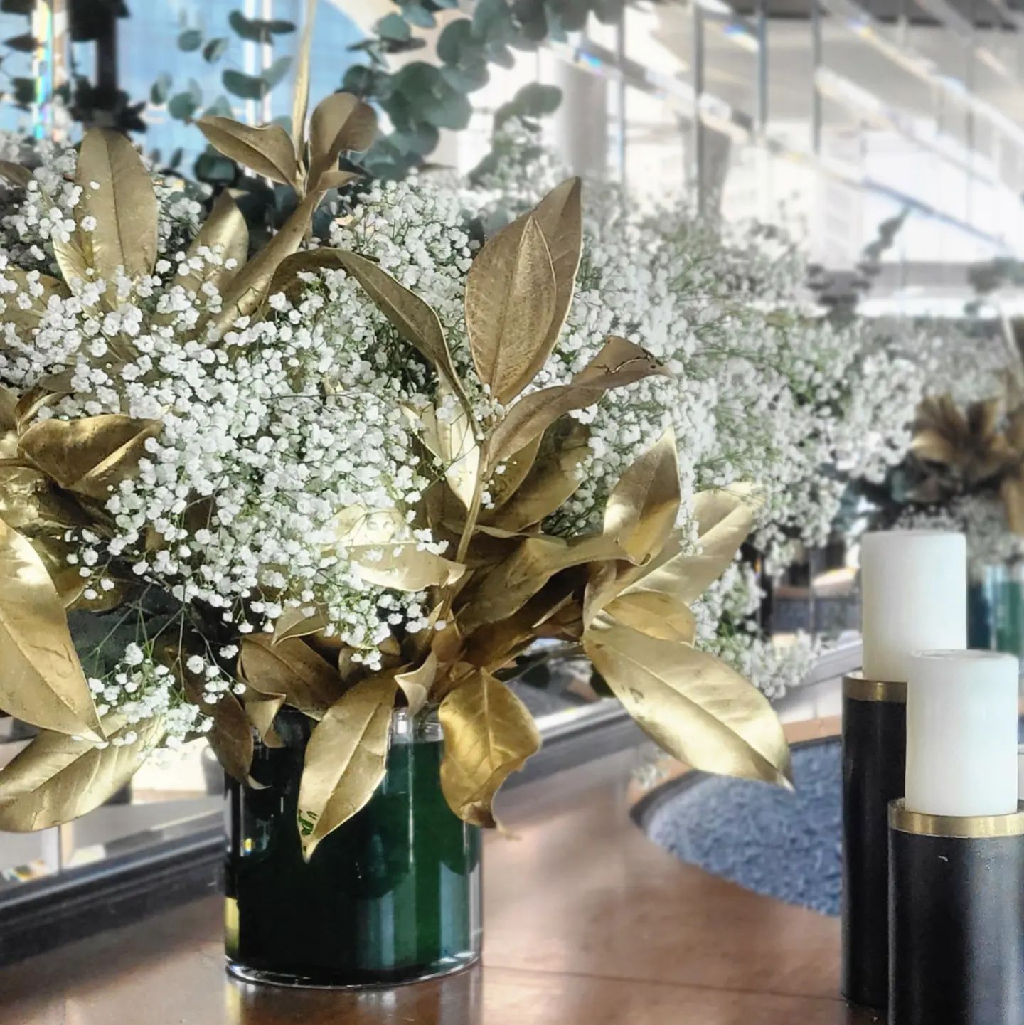 floral wedding reception setup