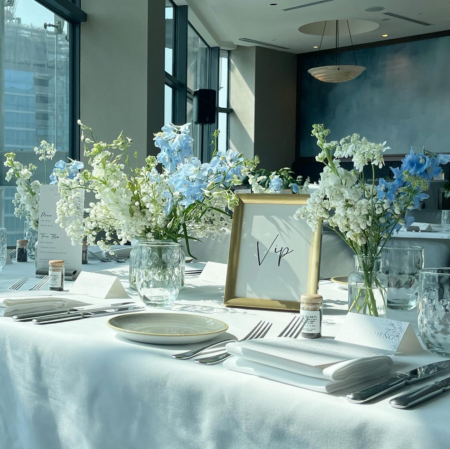 floral wedding reception setup