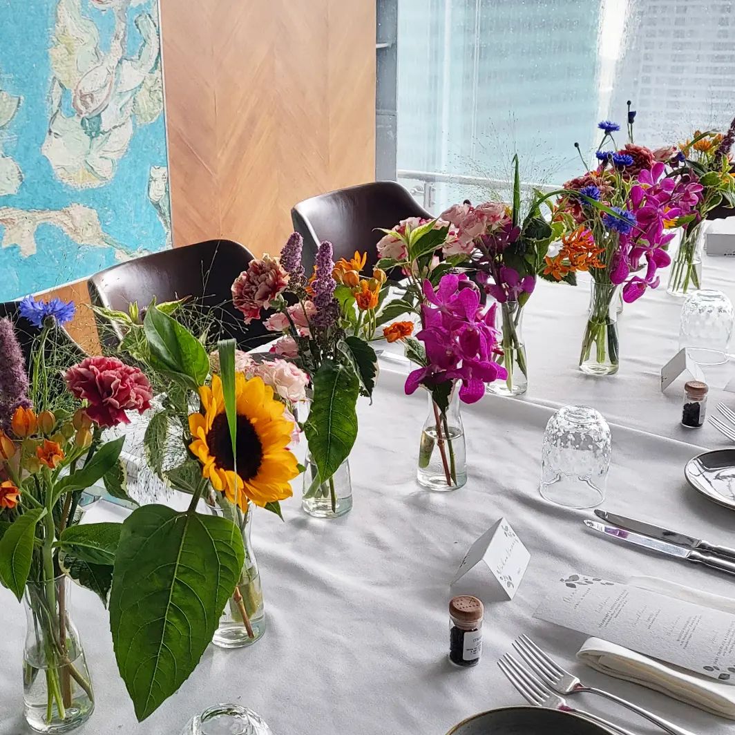floral wedding reception setup