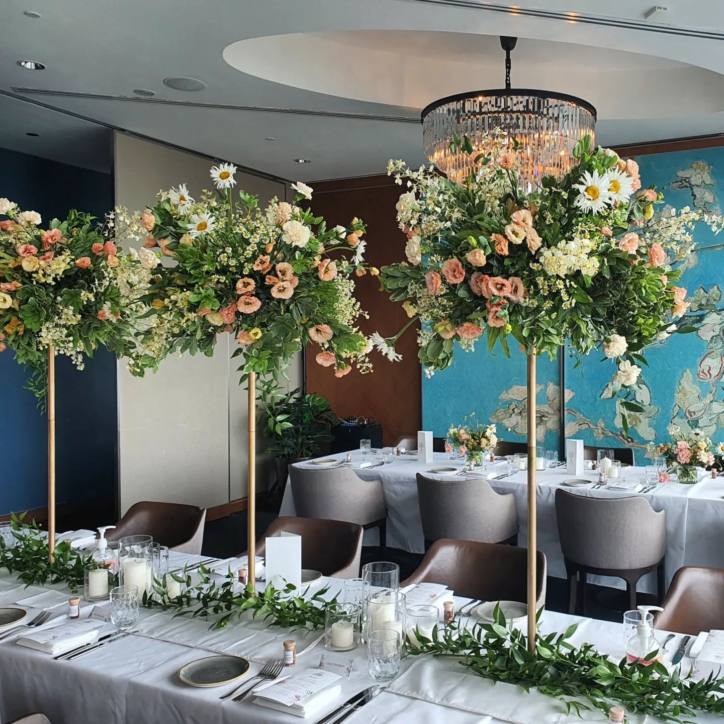floral wedding reception setup