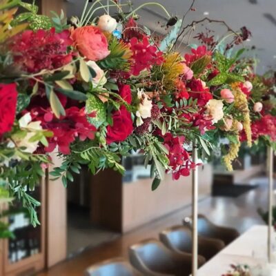 floral wedding reception setup