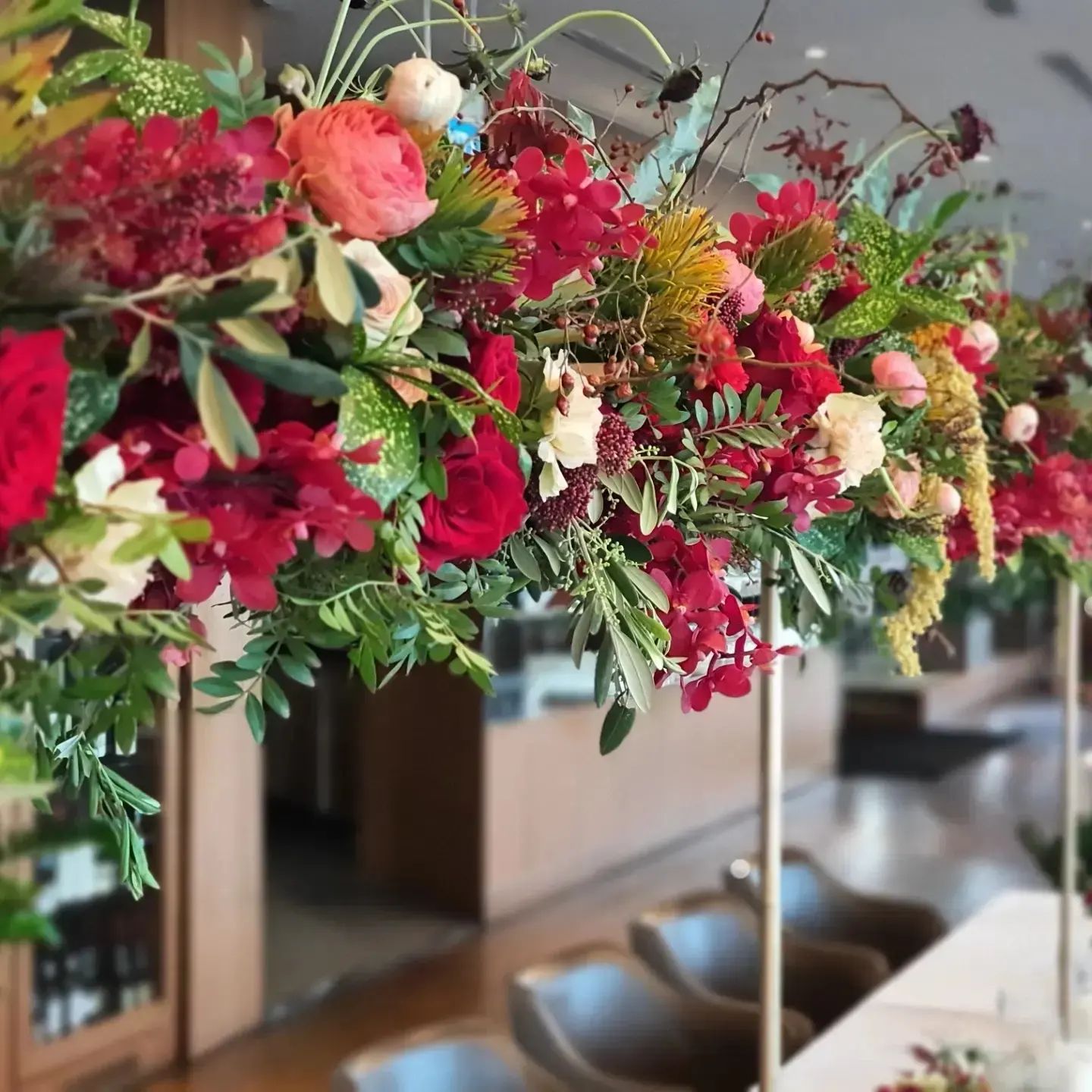 floral wedding reception setup