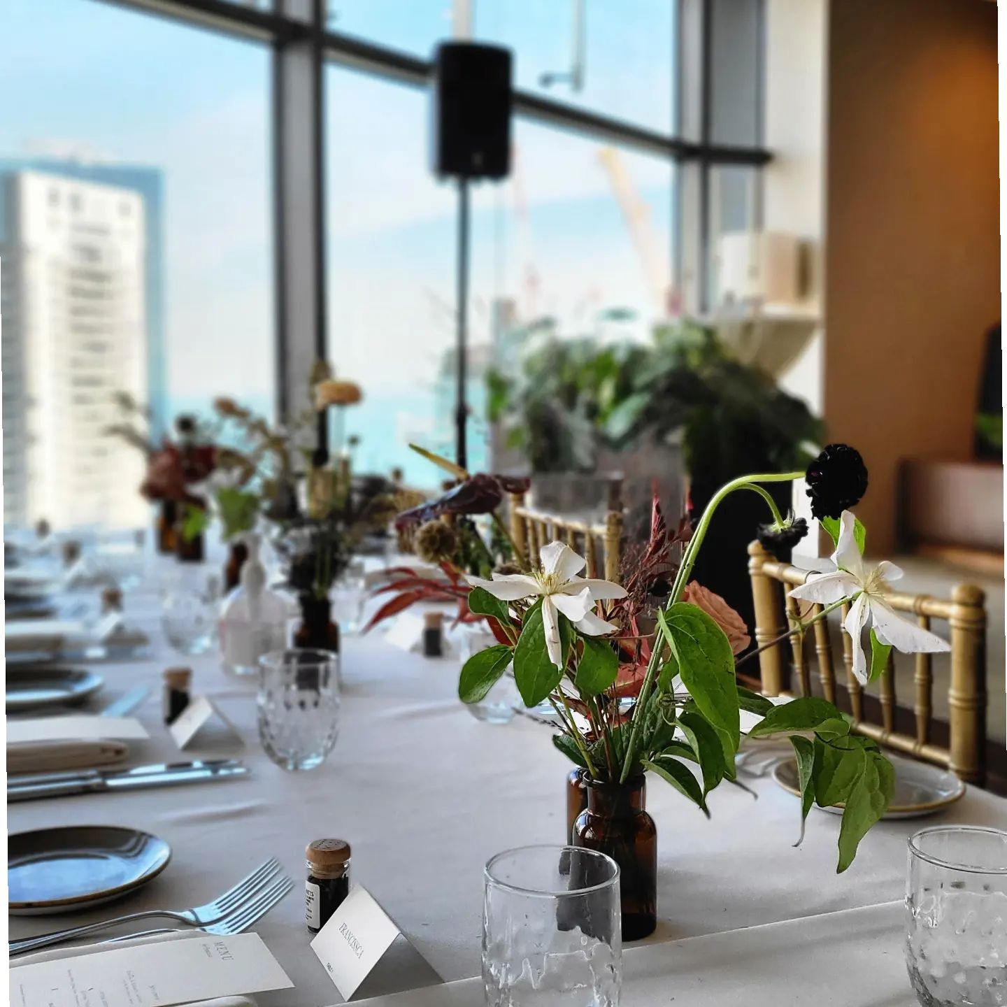 floral wedding reception setup